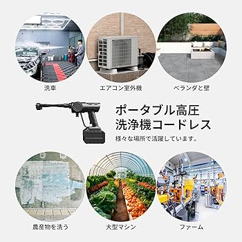 Amazon | 高圧洗浄機 コードレス 6 MPa最大吐出圧力 300 W 22500